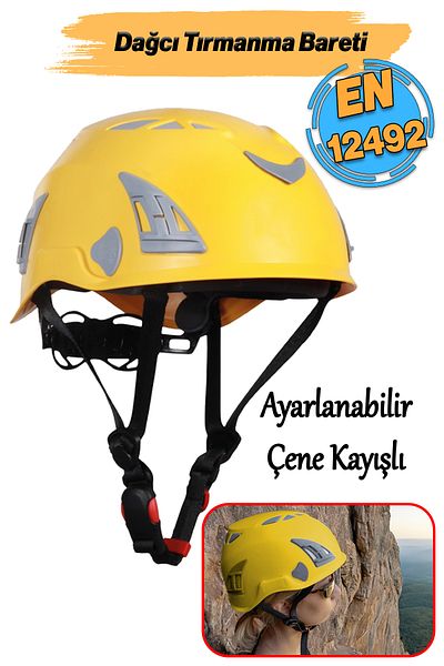 Badem10 Mountaineer Climbing Helmet Yellow Color Head Protective Helmet Ce En12492 Certified 51-62 cm Adjustable