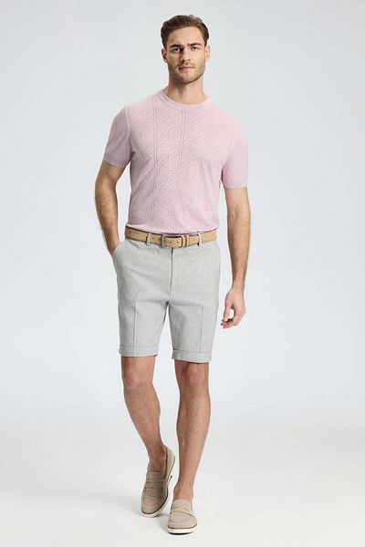 Hemington Linen Cotton Blend Light Gray Chino Shorts