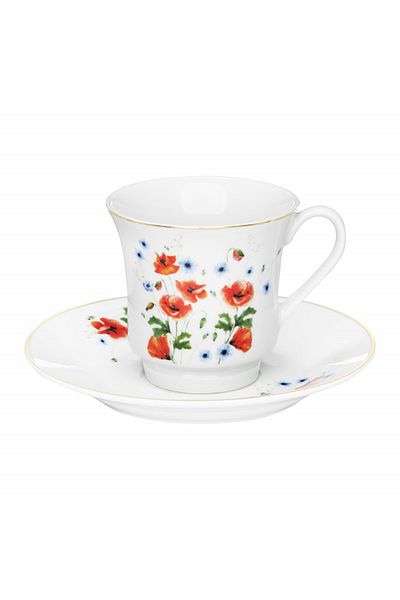 Domotti Tea or coffee serving set, 12 pieces, 6 people, Poppies