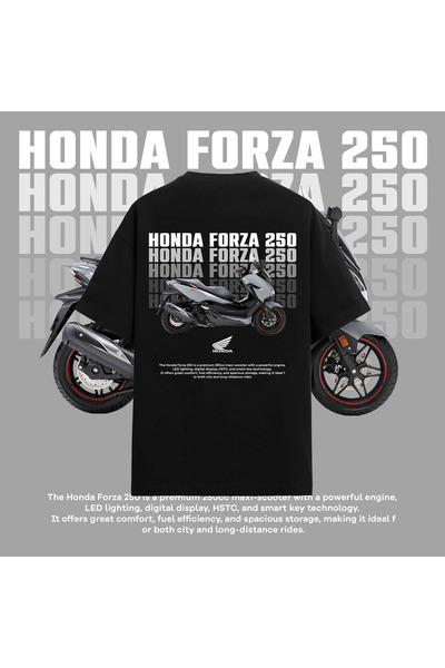 Edizen Honda 250 Premium T-shirt Unisex Oversize %100 Pamuk Siyah