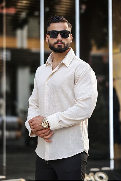 çerme Μπεζ υπερμεγέθη υφή πουκάμισο