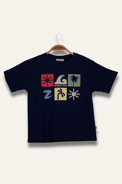 Zeyland Boy's Future Printed T-Shirt - Navy Blue
