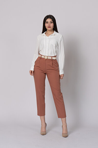 MissVina بنطال قصير مستقيم بحزام وجيب 30224