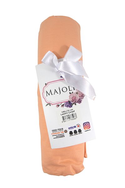 Bahar Majoli Home Fitted Sheet, Majoli Bahar Home Collection, 100% Ranforce Cotton 144TC, 180x200+30 cm, Salmon Pink
