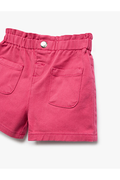 Koton Pamuklu Çıtçıt Düğmeli Cep Detaylı Yüksek Bel Şort