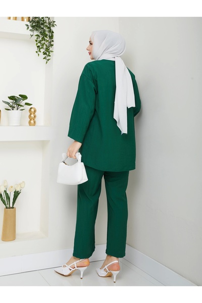 Moda Echer Tie Front Strawberry Fabric Trouser Suit