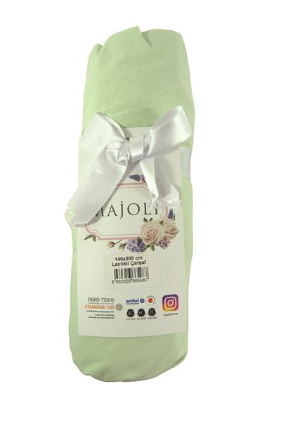 Bahar Majoli Home Fitted Sheet, Majoli Bahar Home Collection, 100% Ranforce Cotton 144TC, 180x200+30 cm, Light Green