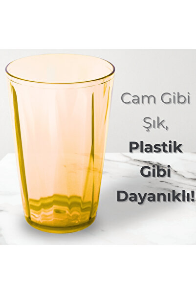 shop Rodoplu Basics | Meşrubat Bardağı, Turuncu, Kırılmaz, Cam Görünümlü Plastik Bardak, 400 ml