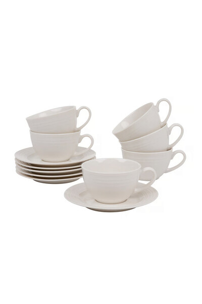 Ambition Set servire ceai sau cafea, 12 piese, 6 persoane, alb, Linea