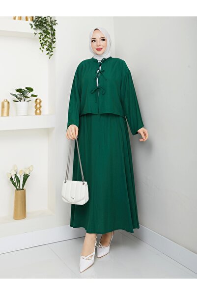 Moda Echer Tie Front Strawberry Fabric Skirt Suit