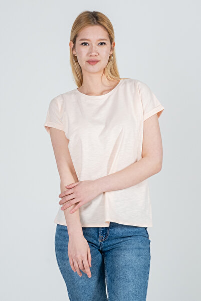 Kyron Γυναικείο μπλουζάκι από 100% βαμβακερό ριγέ χαμηλό μανίκι - με διαφορετ...