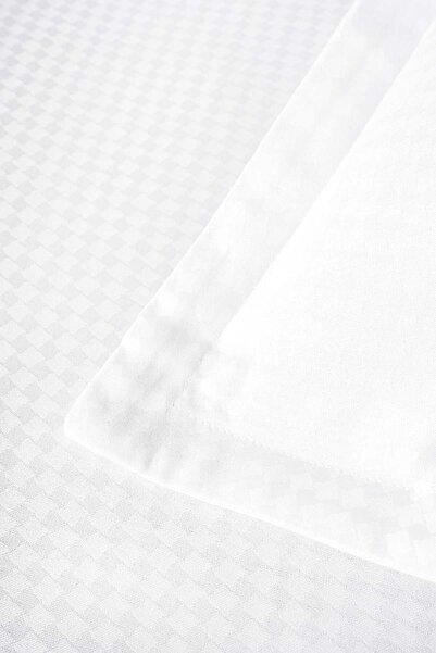 Altınbaşak Diamond Jacquard Satin Double Duvet Cover Set White (6 Pieces)