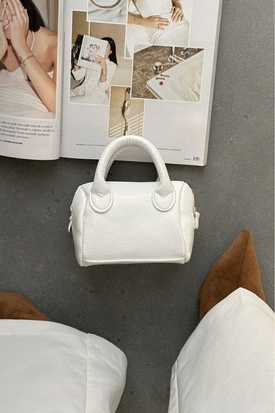 LEONAS Γυναικεία τσάντα χεριού και ώμου Mini Size - White Candy