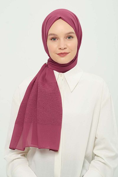Madame Polo Napoli Chiffon Shawl Dark Rose Dried Breathable Non-Slip Non-Tangle 75X180 cm
