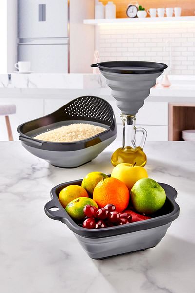 HOMENIVA Collapsible 3 Piece Kitchen Strainer Set – Collapsible Set
