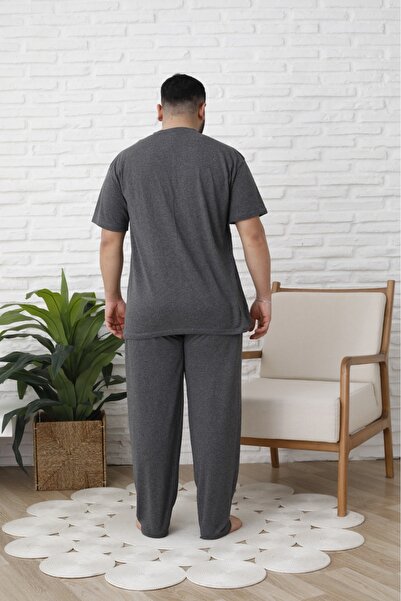 Sude HOMEWEAR MEN'S LARGE SIZE SHORT SLEEVE Pajama Set