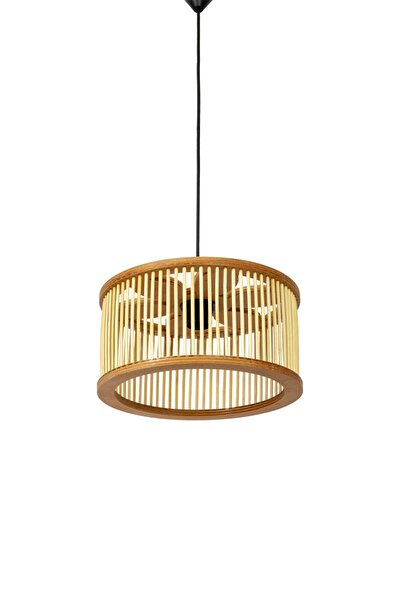 AHŞAP FABRİKASI Rustik Serisi Papatya Bambu Sarkıt Avize 30cm