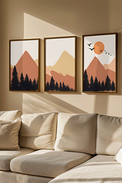 Artavessa 3 Piece Real Wood Colored Framed Painting Set - Model 28