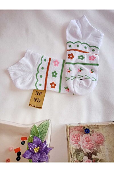 ENEFENDİ ЧОРАПИ БЕЗ ШЕВ ПАМУК КЪСИ ГЛЕЗЕНИ С МОТИВИ ЖЕНСКИ ЧОРАПИ ЗА ОБУВАНЕ 36-40 ЕДИНСТВЕНА ЕДИНИЦА БЯЛО ЗЕЛЕНО