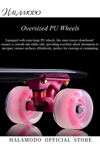 HALAMODO ألواح التزلج Mini Cruiser لوح تزلج بلاستيكي بتصميم كلاسيكي يأتي كاملاً للأطفال