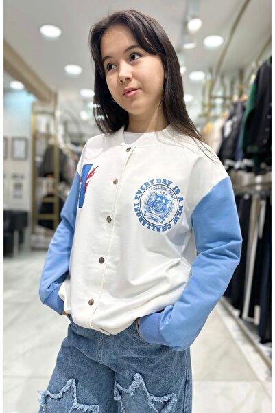 Minimoda Kids İKİ İPLİK KUMAŞA BASKILI KIZ CEKET