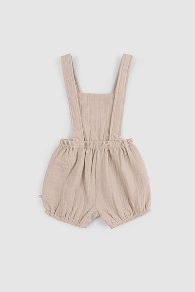 Little Gusto Organic Cotton Muslin Baby Beige Bloomer Shorts Salopet