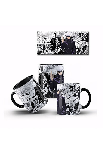 Olympus plus ANİME JUJUTSU KAİSEN SATORU GOJO FULL TASARIM BASKILI SİYAH KUPA...