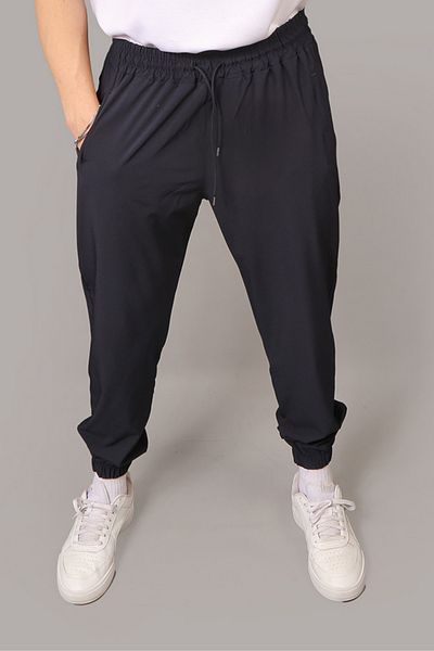 EydaMoon Ανδρικό ύφασμα Navy Blue Parachute Regular Fit Φούτερ με φερμουάρ με ελαστικό πόδι