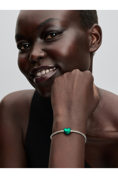 Pandora Metalik Yeşil Kalp Charm