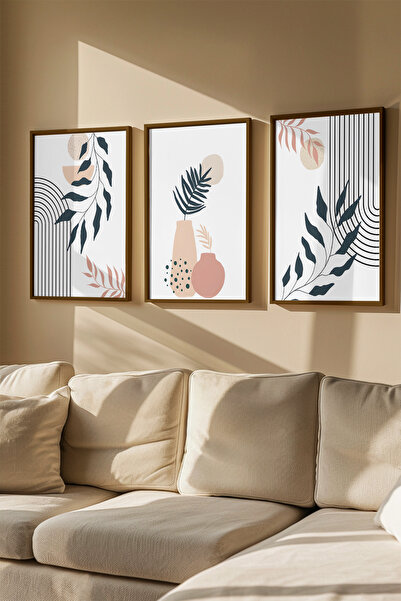 Artavessa 3 Piece Real Wood Colored Framed Painting Set - Model 30