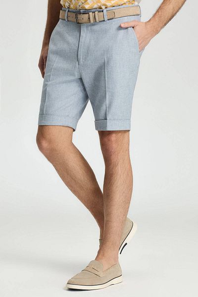 Hemington Linen Cotton Blend Medium Blue Chino Shorts