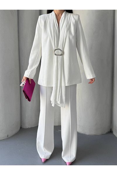 buqre's moda Double Blazer Suit with Shawl Detail