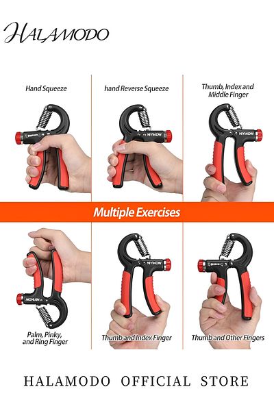 HALAMODO 2PCS Grip Strength Trainer Hand Grip Exerciser Strengthener with Adjustable Resistanc
