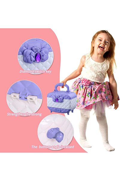 Yelajoy 46 Pcs Kids Play Princess Makeup Set with Handles, Safe and Washable, Gifts Toys for 3+ Girl