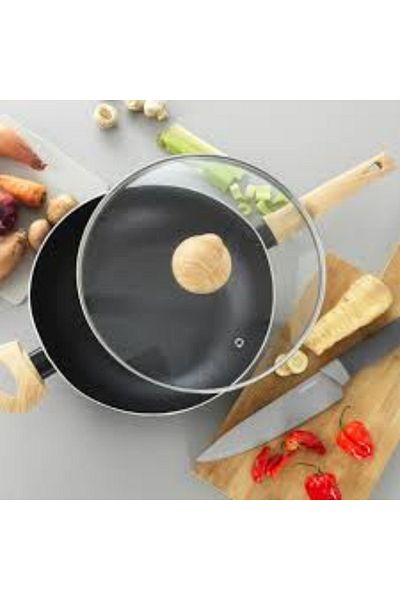 progress Tigaie wok cu capac 28cm, invelis non-stick, negru, Scandi Smartstone