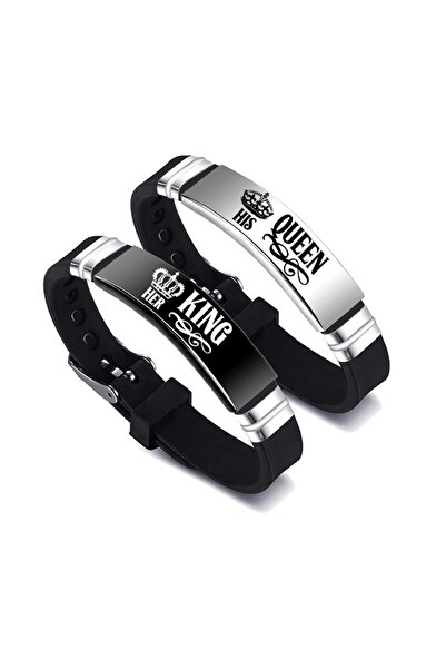 Choice 4 2 Pcs/Set His Queen Her King Couple Bracelet Stainless Steel Adjusta...
