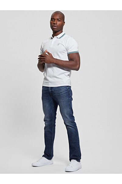 Guess Ss Sports Pique Trngl Polo Men's White T-Shirt M2Gp34Kars0-F0Cf