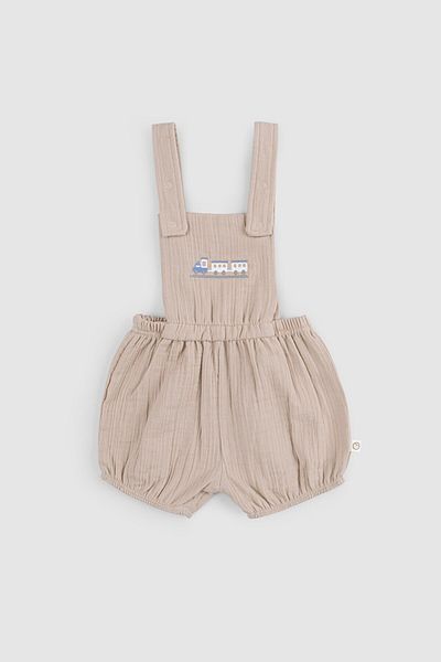 Little Gusto Organic Cotton Muslin Baby Beige Bloomer Shorts Salopet