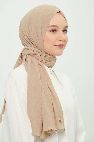 Madame Polo شال ميو كاز بيج صيفي مقاوم للتجاعيد وغير قابل للانزلاق 75x180 سم