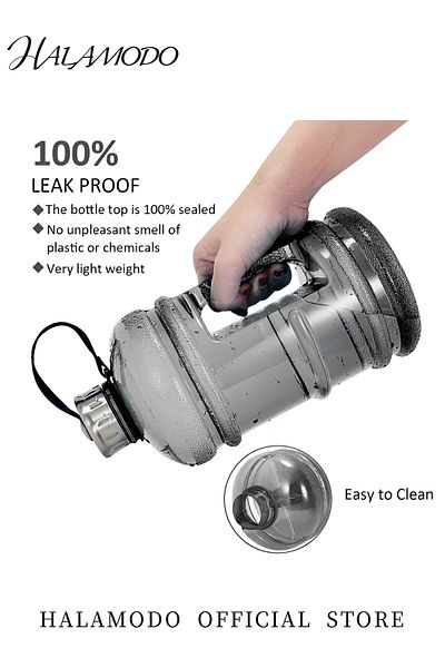 HALAMODO 2.2L Water Jug Half Gallon Water Bottle with Handle Large Sport Water Bottle,BPA Free