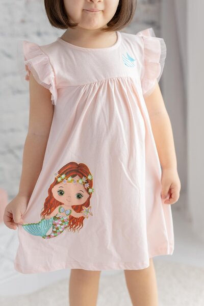 Zeyland Baby Girl Mermaid Printed Pink Sleeveless Dress