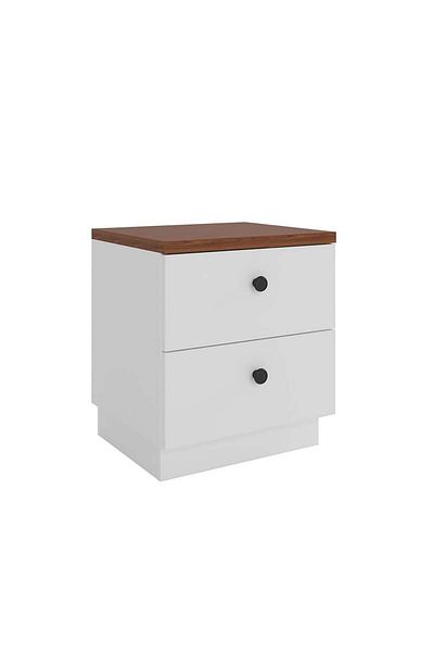Danube Home طاولة جانبية متعددة الاستخدامات من بيرا ذات درجين - أبيض/جوز فاتح، الطول 38.5 سم × العرض 45 سم × الارتفاع 50.5 سم