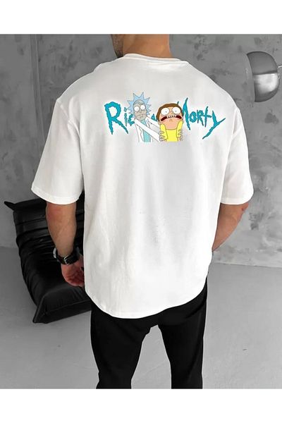 JANES Λευκό μπλουζάκι Unisex Oversize με στάμπα με λαιμόκοψη