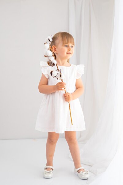 Mininio Mädchenkleid aus Musselin mit Rüschenärmeln