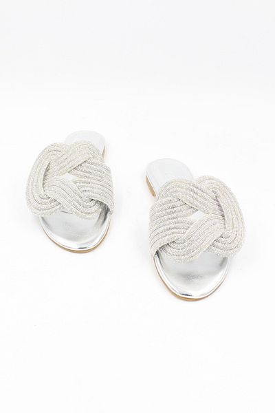 ENDİCAN 1161 Ml-101-1 Women's Stone Slippers (BTL) Silver