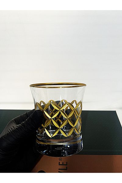 DECOSTYLE Decorated 6 Pcs Matte Gold Polo Soft Drink and Water Glass