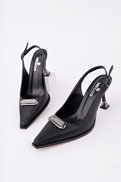 MUGGO Heels Open Back Buckle Detailed Daily Classic Heeled Women's Stiletto Shoes