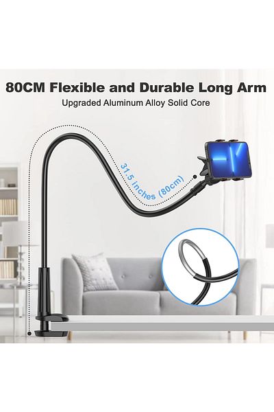 AWH Gooseneck Cell Phone Holder, 360 Flexible Stand Clamp for 3.5-6.5'' Phones (Black)
