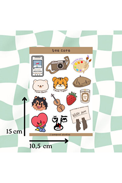 Songwol Studios BTS Taehyung Temalı Sticker, Çıkartma, Bullet Journal, Scrapb...
