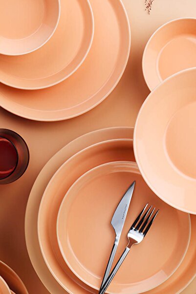 Kütahya Porselen Forza 24 Parça 6 Kişilik Yemek Takımı Kavuniçi Sarı